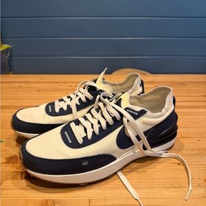 Nike Men's Sneakers in Navy Blue and Cream